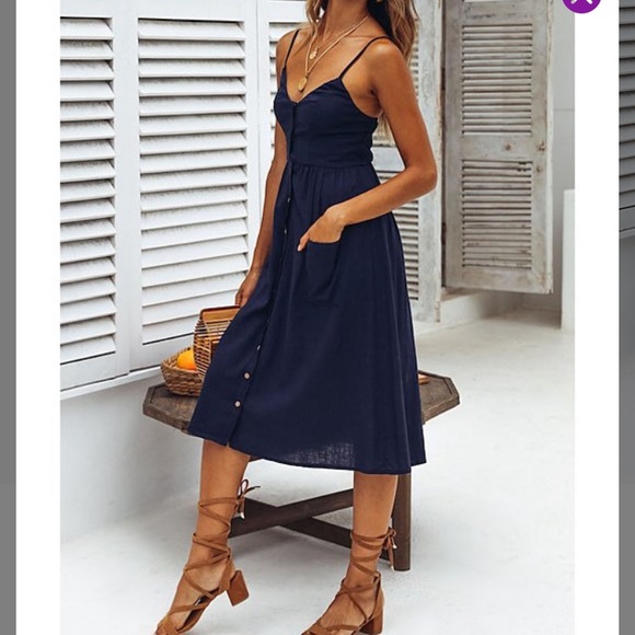 LAKLOOK Dresses & Skirts - Laklook Navy Blue Midi Dress